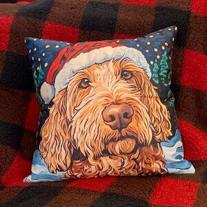 The Most Adorable Doodle Christmas Pillow!  18"x18" NWT